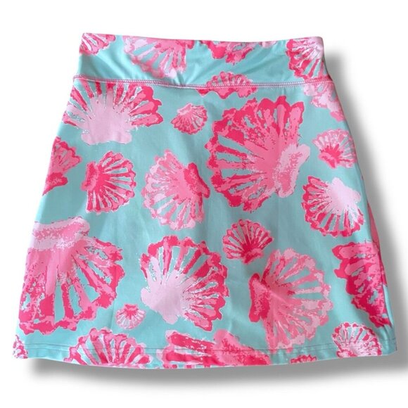 Ana Clare Active Womens Skort XS Pink Blue Seashell Print Preppy Golf Athleisure - Picture 4 of 5